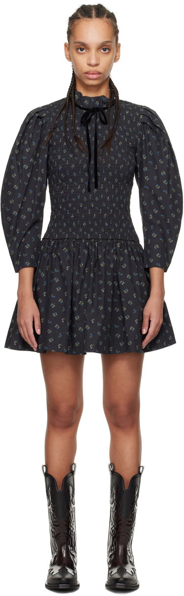 Šaty GANNI Ganni Printed Smock Mini Dress Čierna | W0074, 0