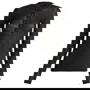 Sheer Knit Long Sleeve Henley Top, Size Large