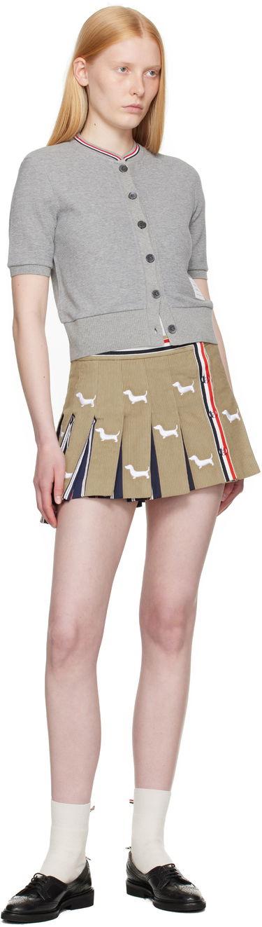 Sveter Thom Browne Thom Browne Cotton Waffle Short Sleeve Cardigan Šedá | FJT390A-J0216, 3