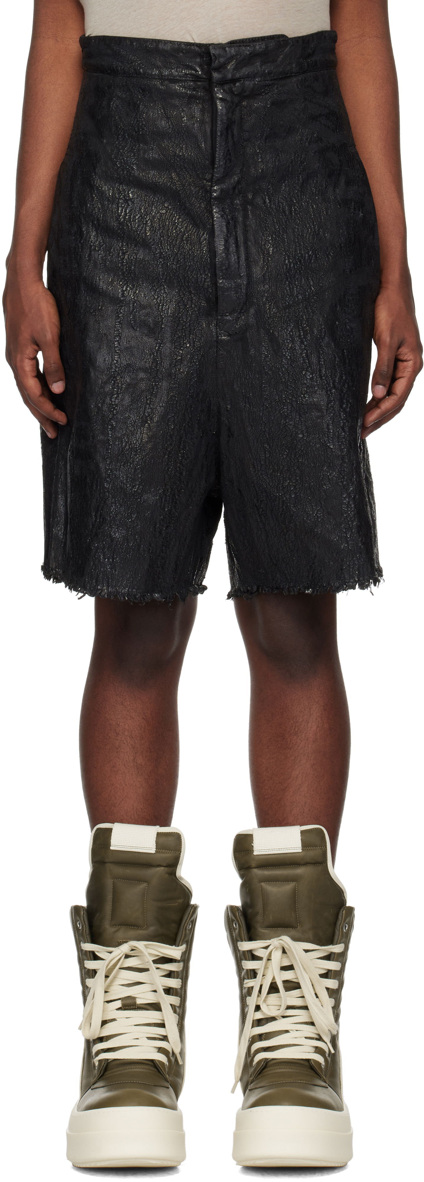 Šortky Rick Owens Porterville Megacrust Turbo Denim Shorts Čierna | RR02D6306 BMT, 0