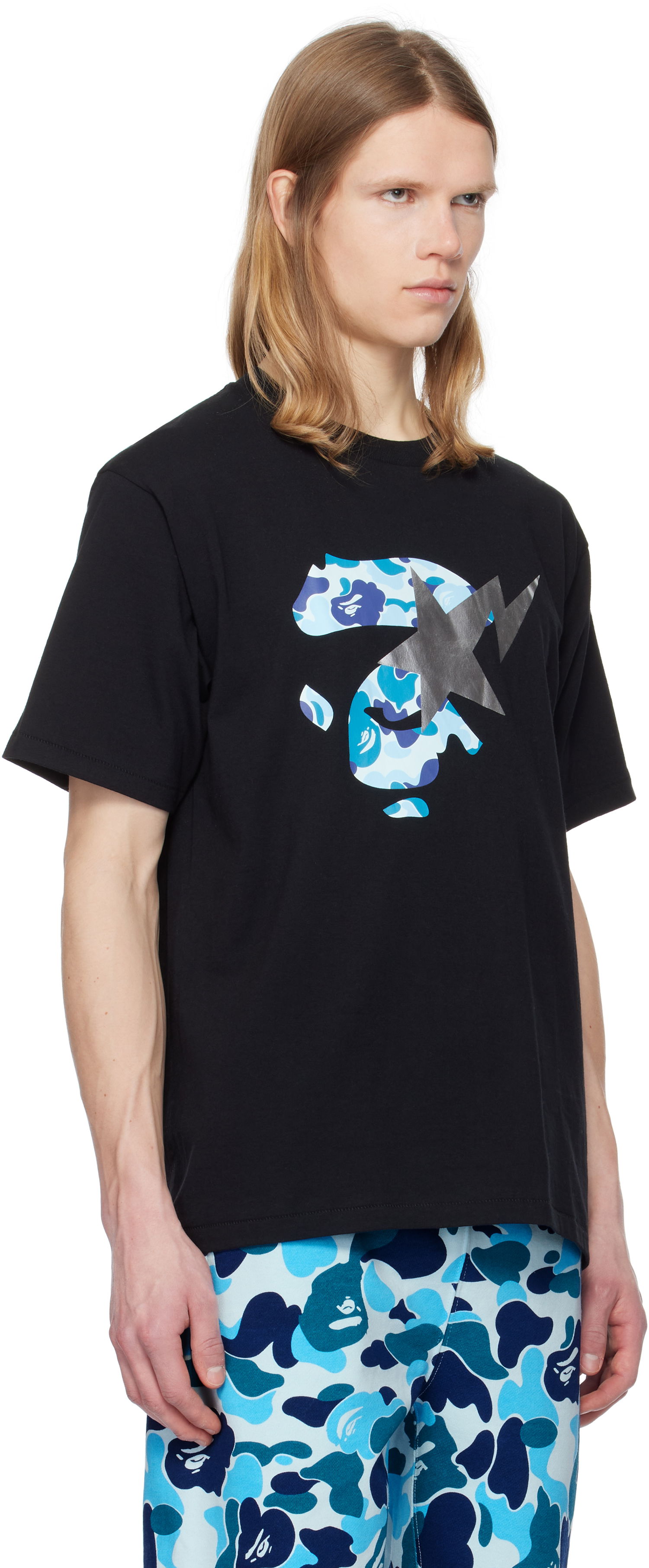 Tričko BAPE A Bathing Ape ABC Camo Ape Face STA T-Shirt Čierna | 001TEK801009M, 1