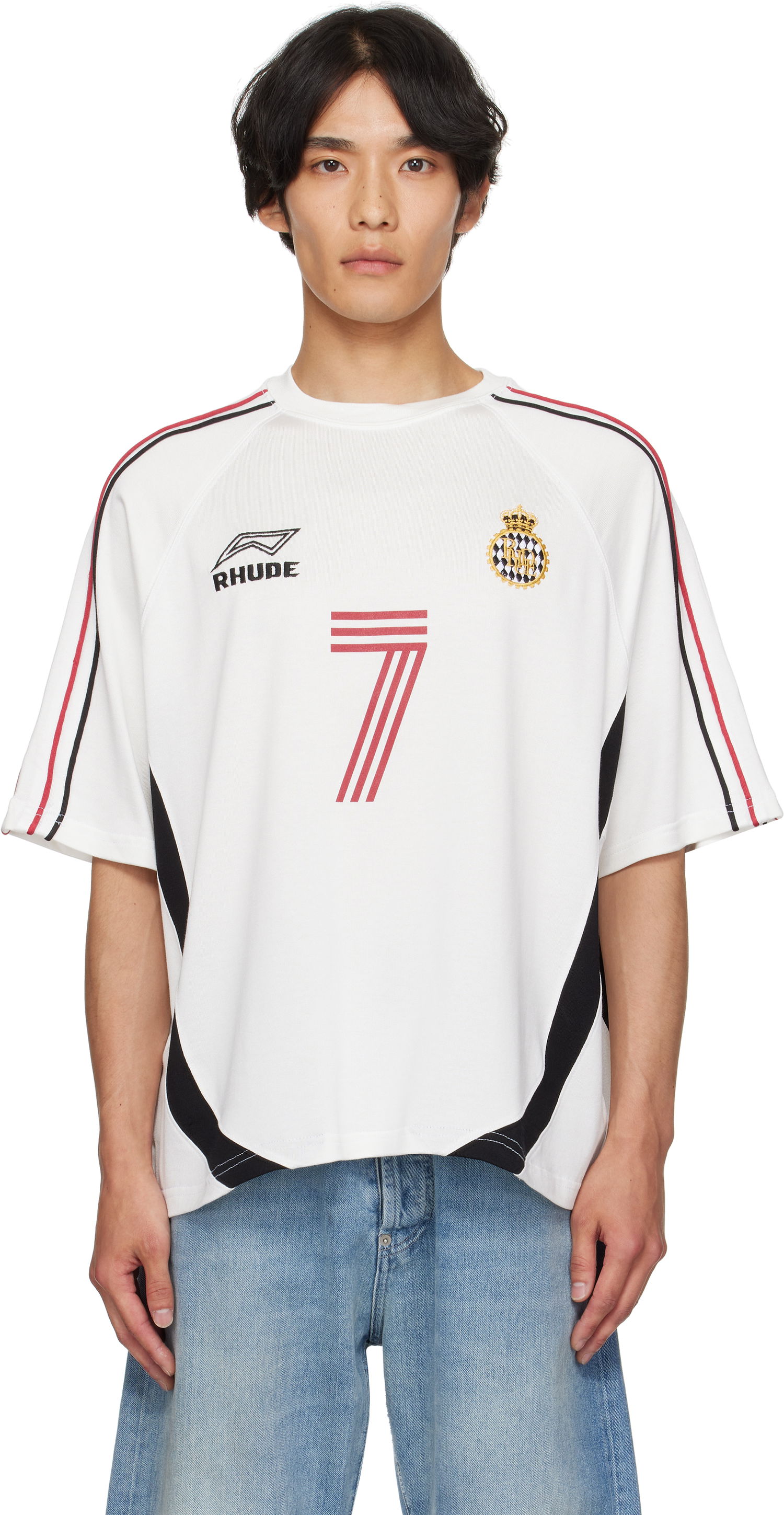 Tričko Rhude Rhude Lundun Soccer Jersey T-Shirt Biela | RHPF25TT02729, 0