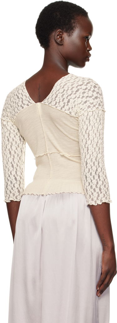 Crop Top Baserange Nehru Long Sleeve T-Shirt Biela | TONLS-LA-SP25, 2