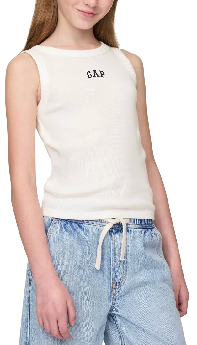 Tielko GAP Ribbed Logo Tank Top Biela | 771346-02