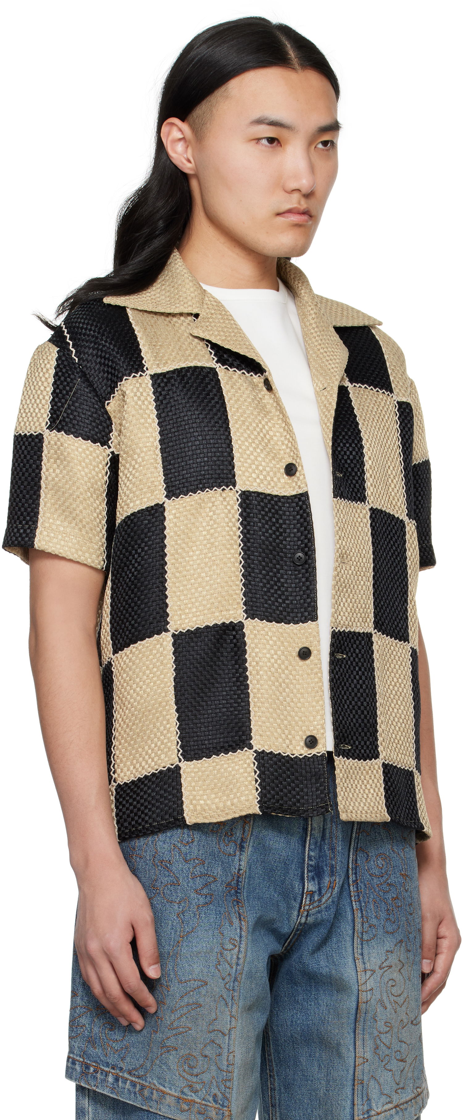 Košeľa Andersson Bell Andersson Bell Patchwork Open Collar Shirt Béžová | atb1233m, 1