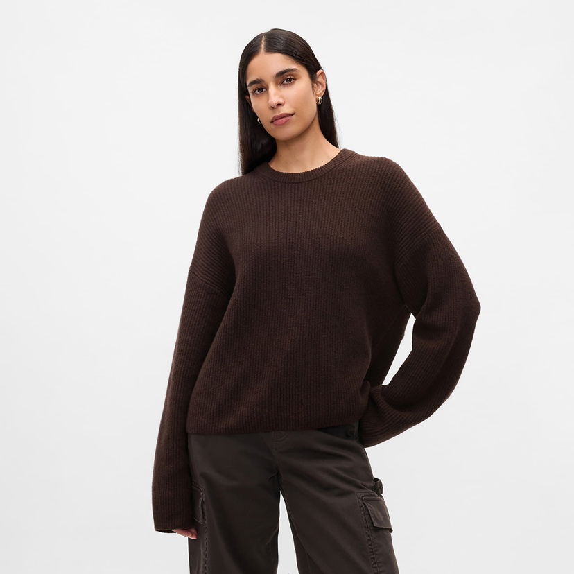Sveter GAP Sweater Cashsoft Crew Pullover Terra Brown S Čierna | 483763-01