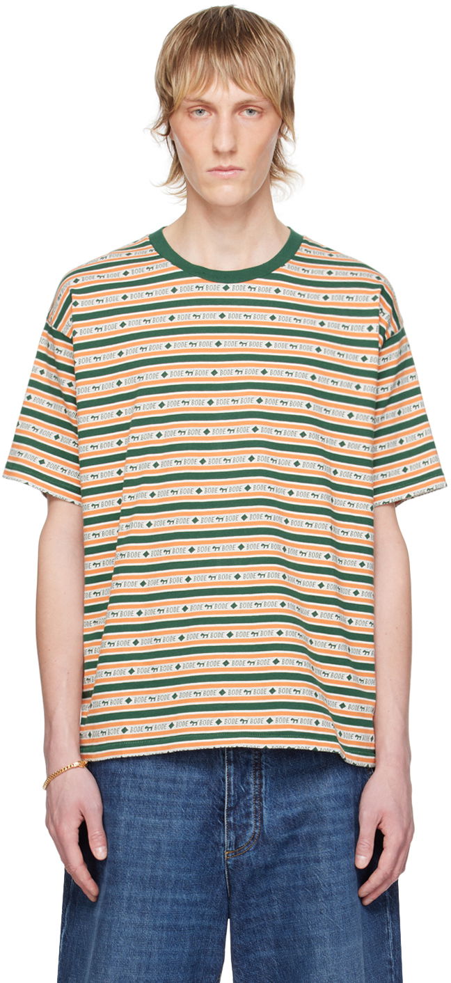 Tričko Bode Striped Jacquard T-Shirt Zelené | MRS24CS014, 0