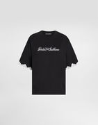 Dolce & Gabbana Jersey T-Shirt with Lace Sleeves and Embroidery