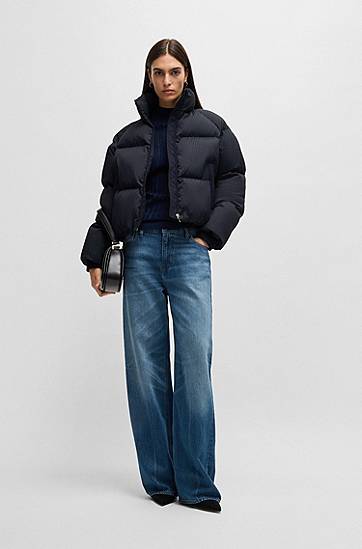 Prešívaná bunda BOSS Corduroy-Effect Water-Repellent Puffer Jacket Navy | 50524026, 1