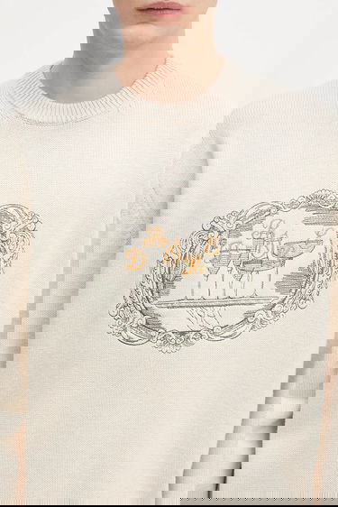 Sveter Drôle de Monsieur Drôle de Monsieur La Maille Plateau Knit Sweater Béžová | H.PO190.WO023, 3