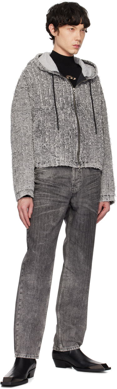 Mikina Diesel Diesel De-Flow-S1 Frayed Denim Zip-Up Hoodie Šedá | A16366-0ABCR-02, 3