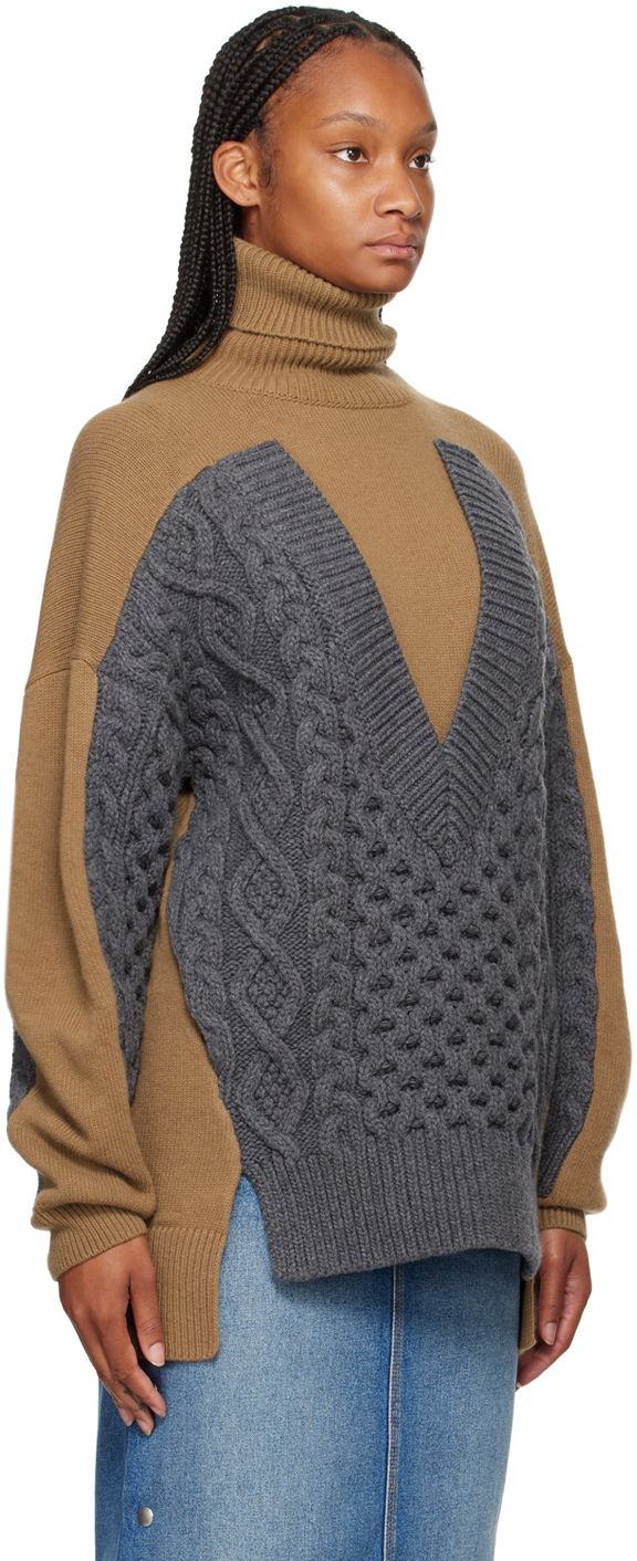 Sveter Stella McCartney Stella McCartney Paneled Turtleneck Sweater Hnedá | 6K08583S2527, 1