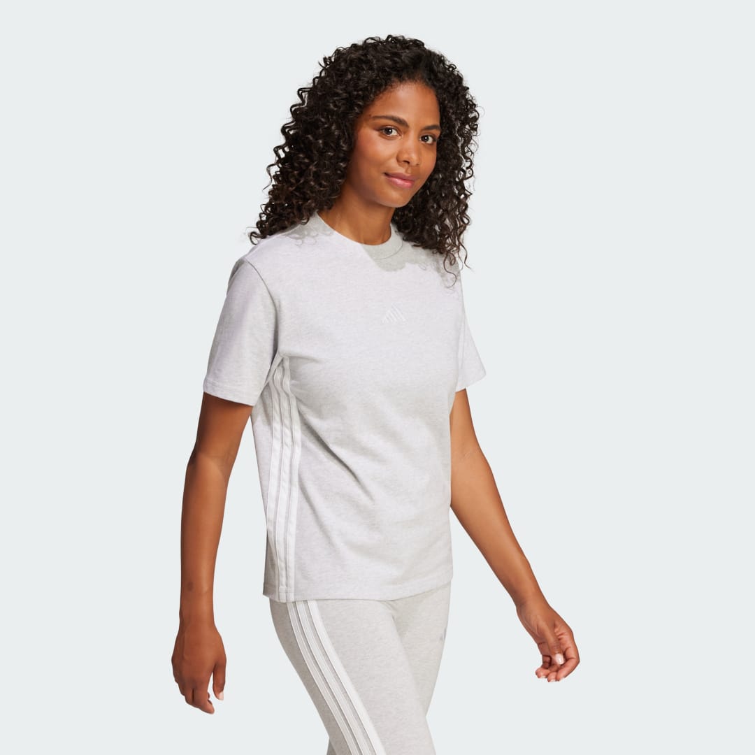 Tričko adidas Performance 3-Stripes Cotton Tee Šedá | JE1233, 1