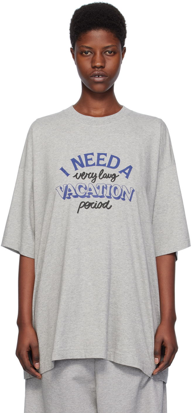 Tričko VETEMENTS 'I Need A Vacation' T-Shirt Šedá | UE64TR320G