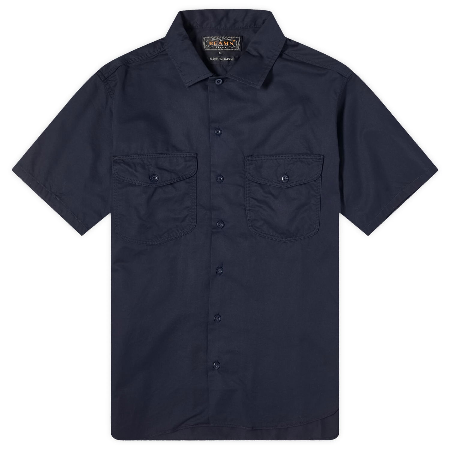 Košeľa BEAMS Beams Plus Work Twill Short Sleeve Shirt, Size Large Navy | 3801-0060-388-79, 0