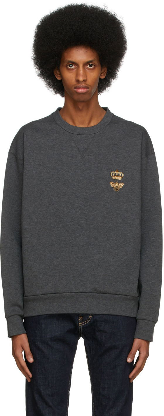 Mikina Dolce & Gabbana Grey Embroidered Sweatshirt Šedá | G9VA5Z HU7IE, 0
