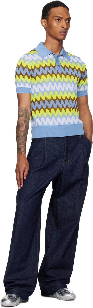 Polo tričko Versace Versace Wave Knit Polo Modrá | 1019862_1A14045, 3