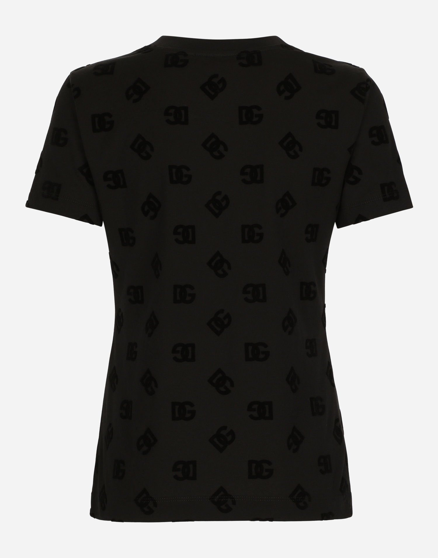 Tričko Dolce & Gabbana Jersey T-shirt With All-over Flocked Dg Logo Čierna | F8T00TGDB9KN0000, 1