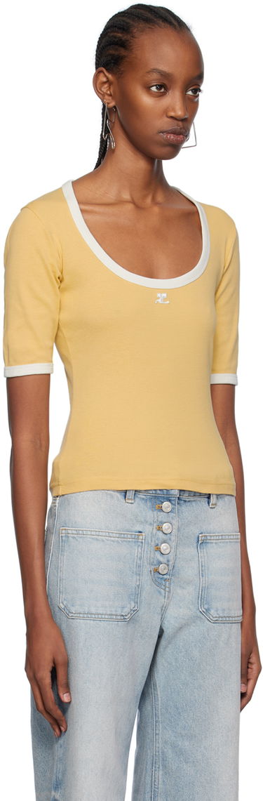 Tričko Courrèges Slim Scoop Neck T-Shirt Biela | 124JTS116JS0070, 4