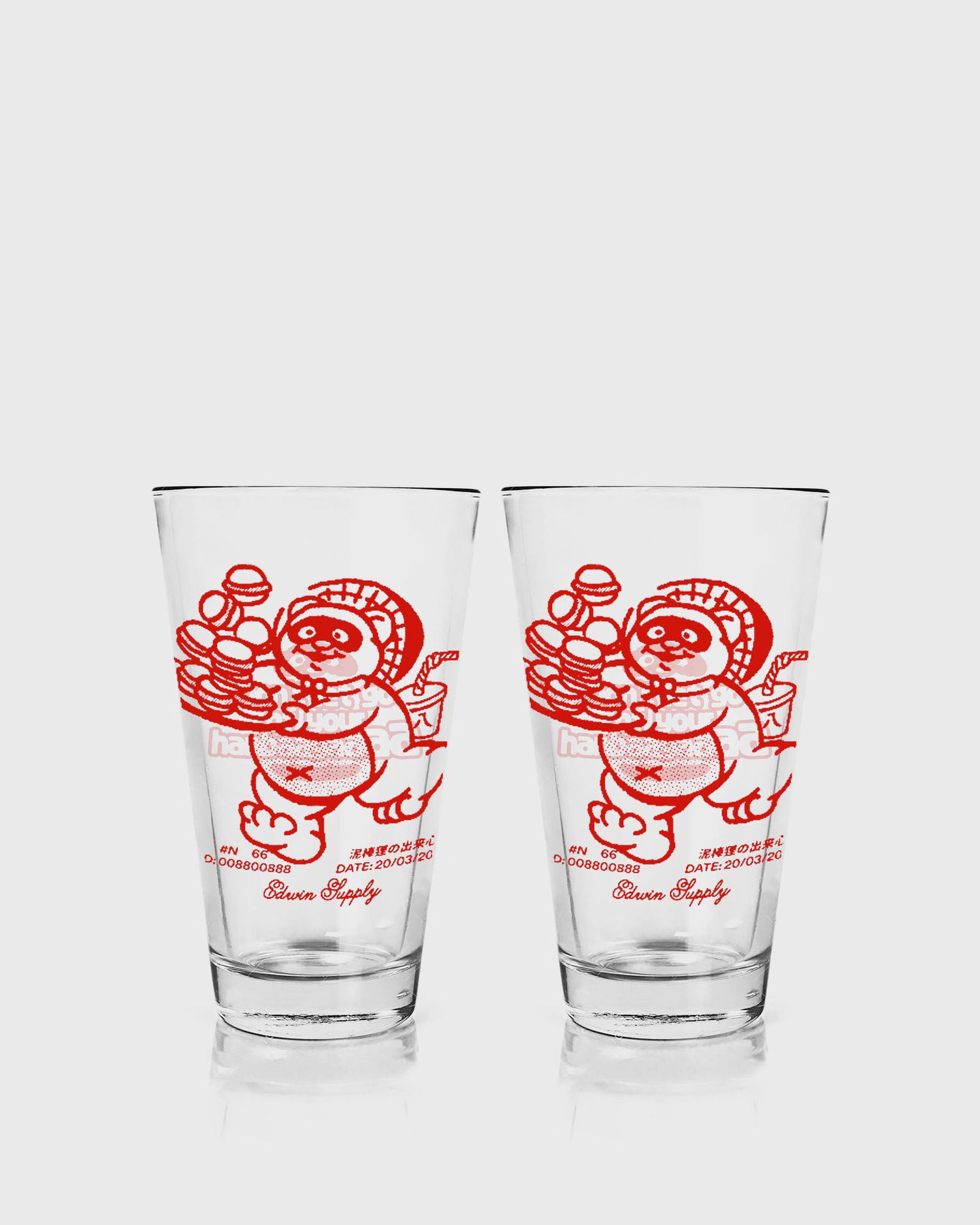 Home decor EDWIN Edwin Supply Tanuki Graphic Cola Glasses - Pack of 2 Červená | I035937-H400, 0