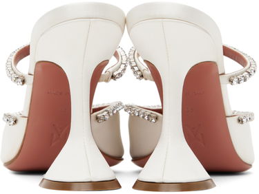 Tenisky a topánky Amina Muaddi Crystal-Embellished Satin Mule Heels Biela | GILDA MULE CL SATIN, 1