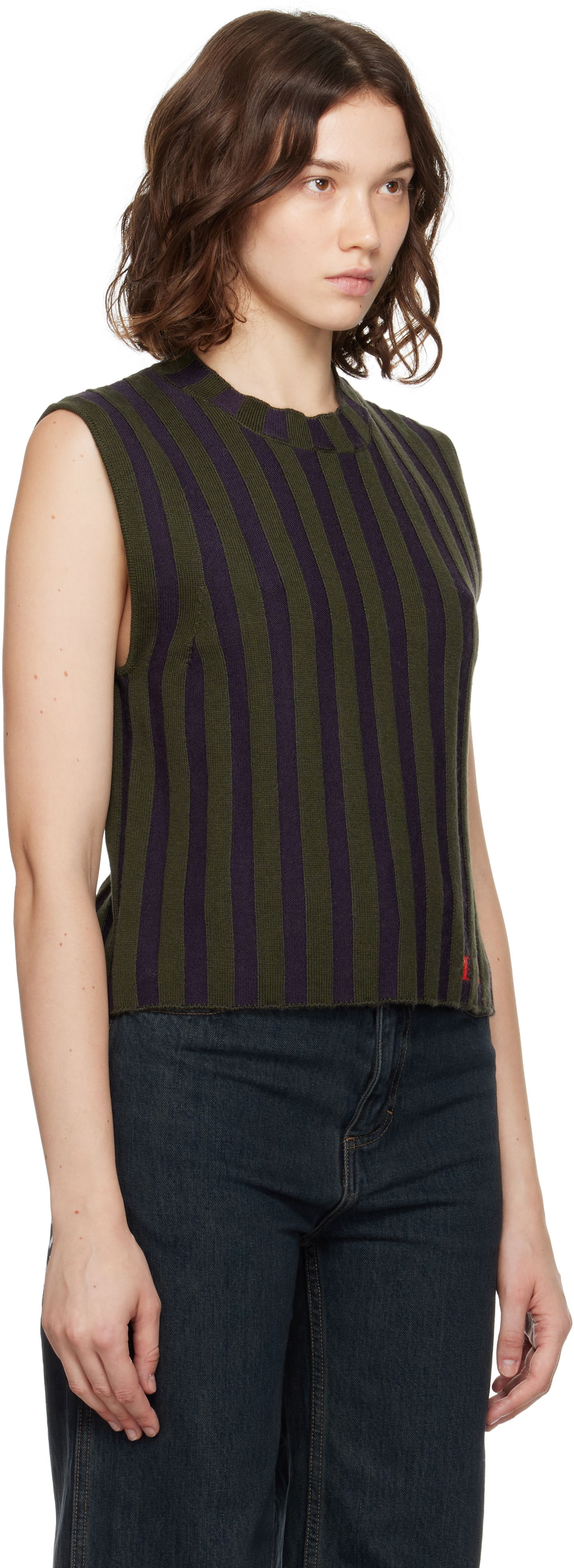 Tielko Eckhaus Latta Eckhaus Latta Striped Sleeveless Top Zelené | 8025-EL-PF25-M -, 1
