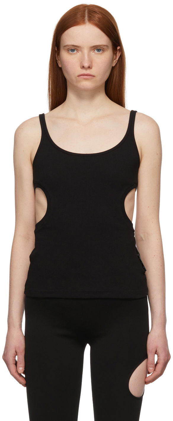 Black Rib Knit Meteor Tank Top