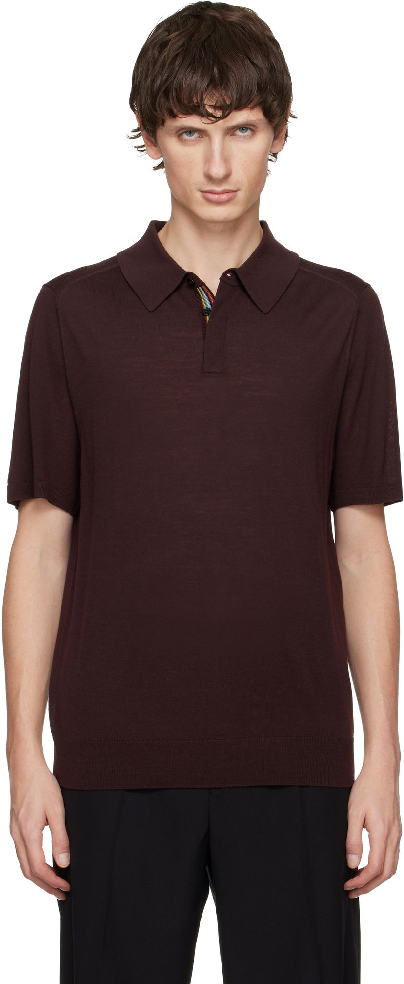 Polo tričko Paul Smith Paul Smith Merino Wool Short Sleeve Polo Hnedá | M1R-529Z-T02093-29
