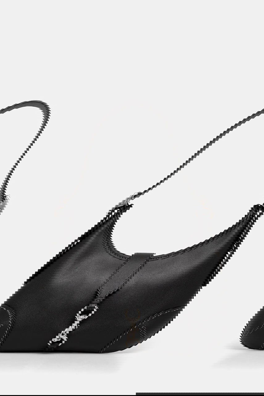 Taška cez rameno Coach Hamptons Leather Buckle Shoulder Bag Čierna | CW642, 0