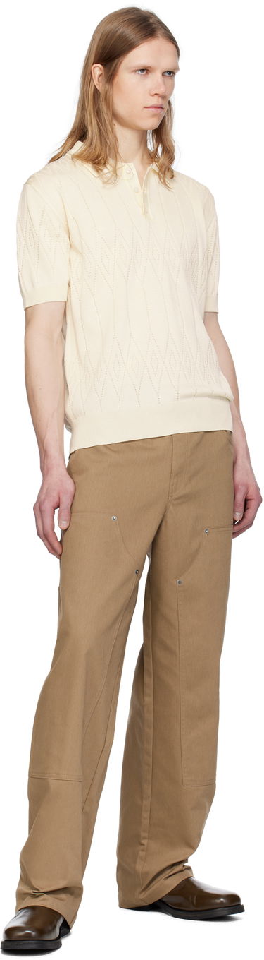 Polo tričko Golden Goose Golden Goose Argyle Knit Short Sleeve Polo Béžová | GMP01412.P001834.11560, 3