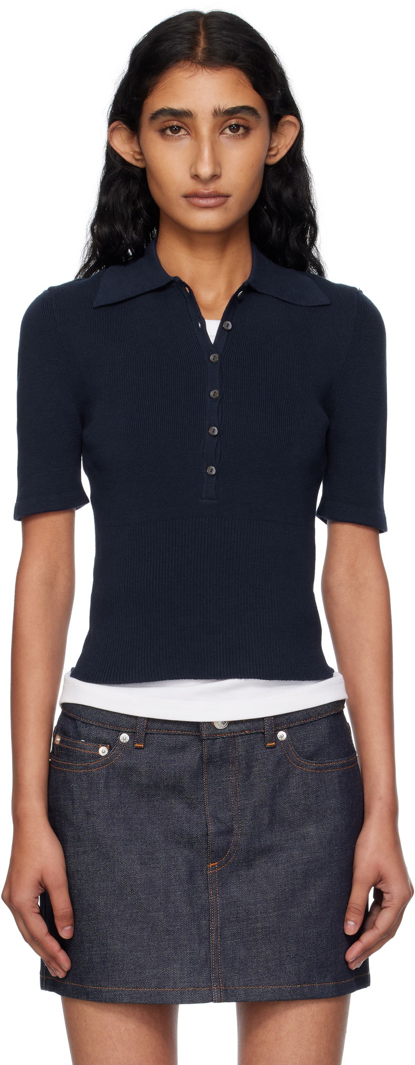 Polo tričko A.P.C. A.P.C. Joelle Knit Polo Navy | COGDK-F23421