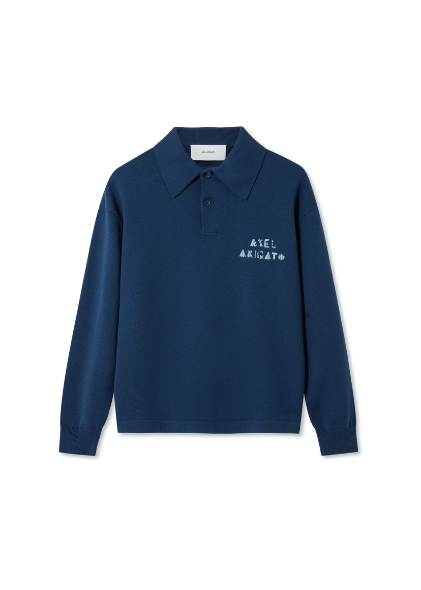 Sveter AXEL ARIGATO Frey Knitted Polo Sweater Navy | A3315002
