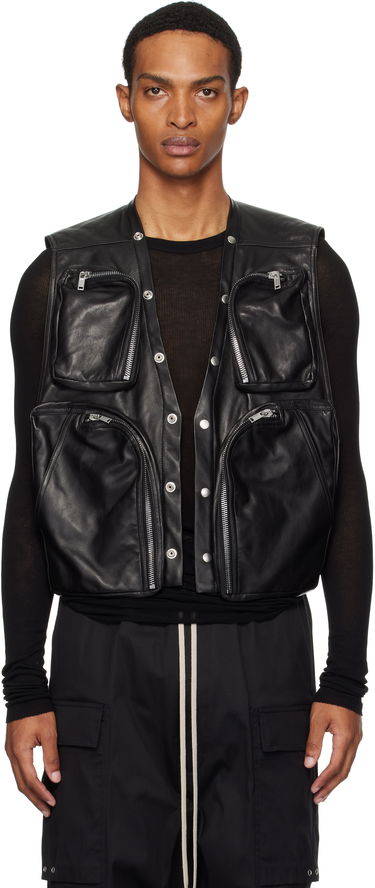 Vesta Rick Owens Rick Owens Concordians Cargo Leather Vest Čierna | RU02E1767 LBY, 0