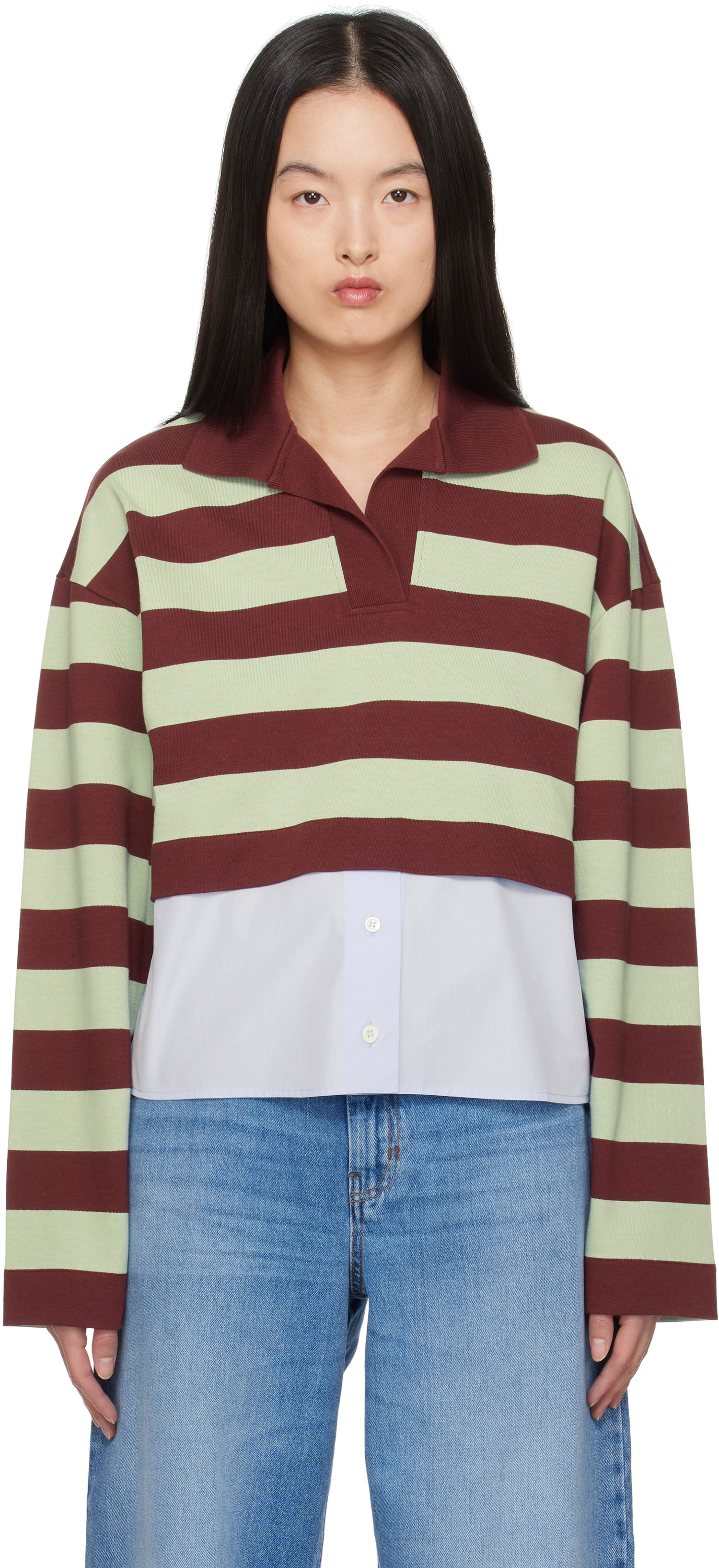 Sveter Max Mara Weekend Max Mara Halle Cropped Striped Polo Zelené | 2515951021600, 0
