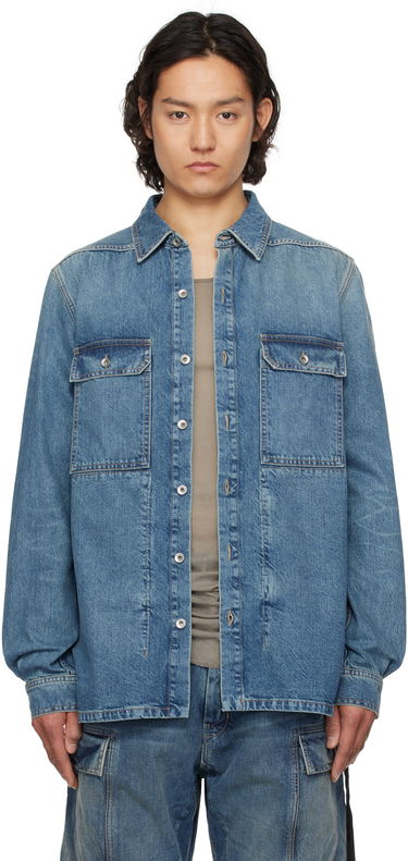 Košeľa Rick Owens Rick Owens DRKSHDW Denim Overshirt Modrá | DU01E3755 DWB, 0