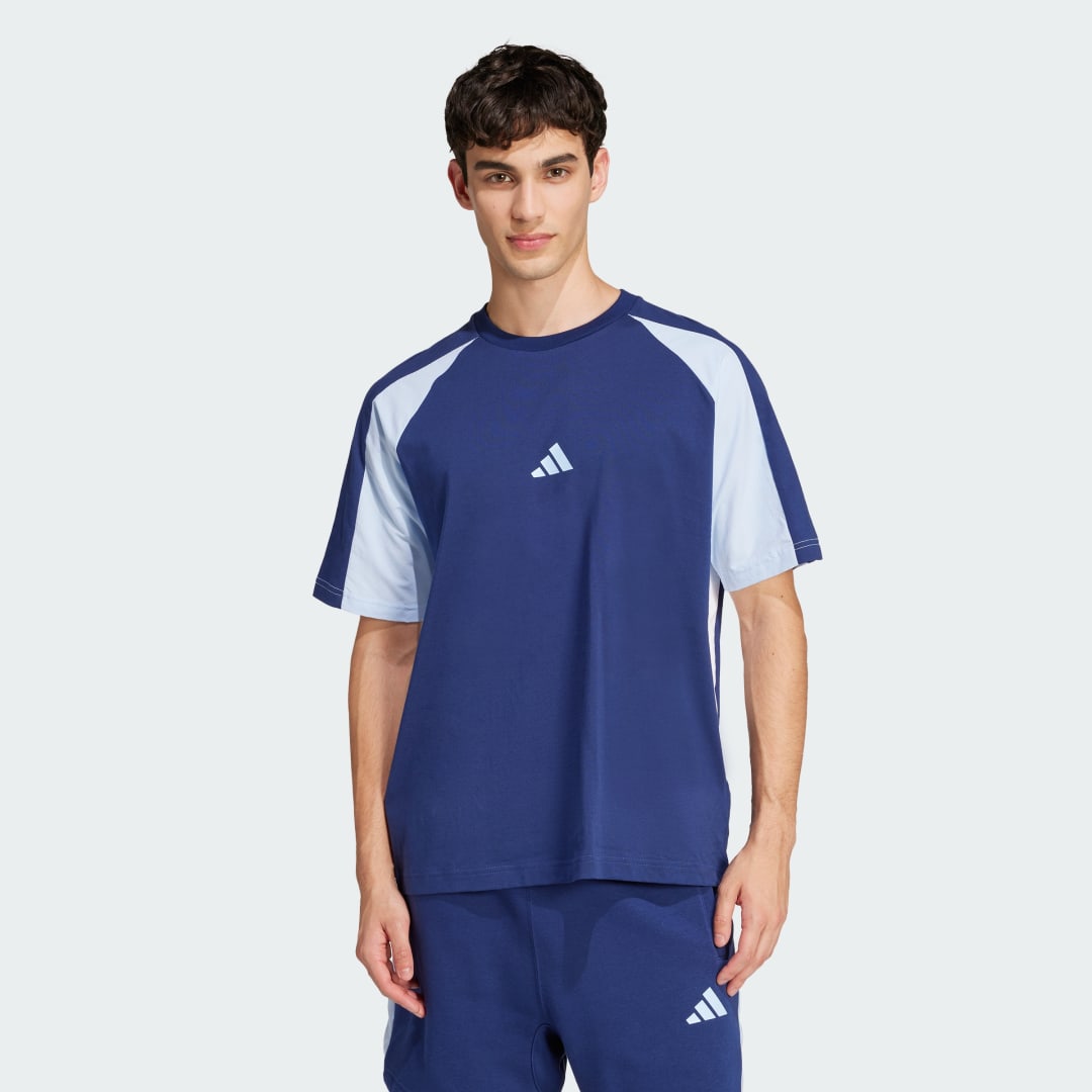 Tričko adidas Performance Seasonal Essentials Colorblock T-Shirt Modrá | JD8058, 0