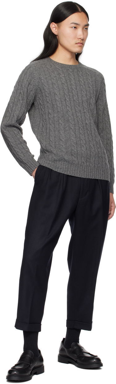 Sveter BEAMS BEAMS PLUS Cable Knit Crewneck Sweater Šedá | 38150198048, 3