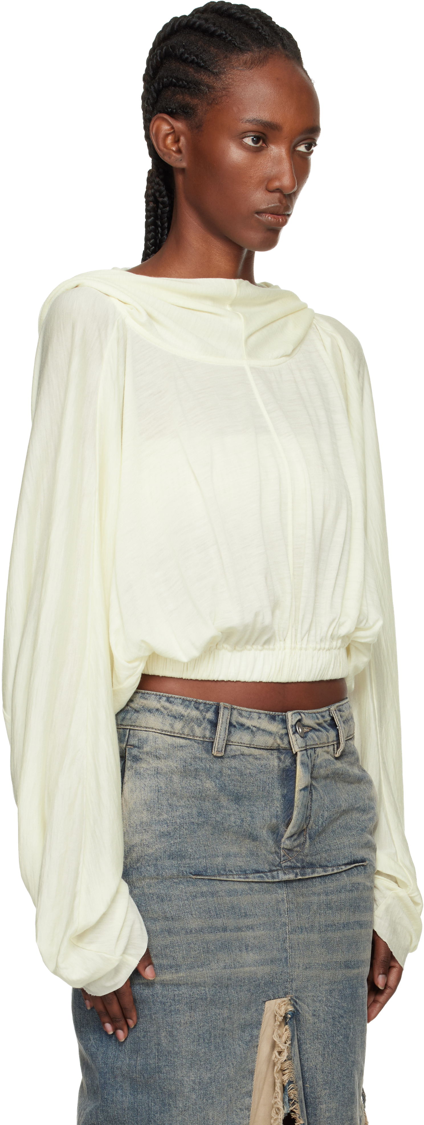 Mikina Rick Owens Concordians Cropped Tunic Hoodie Žltá | RO02E4262 JSW, 1