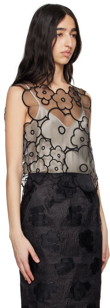 Tielko Cecilie Bahnsen Cecilie Bahnsen Alfie Floral Appliqué Top Čierna | 1.25RTW11028 ALFIE TOP, 1