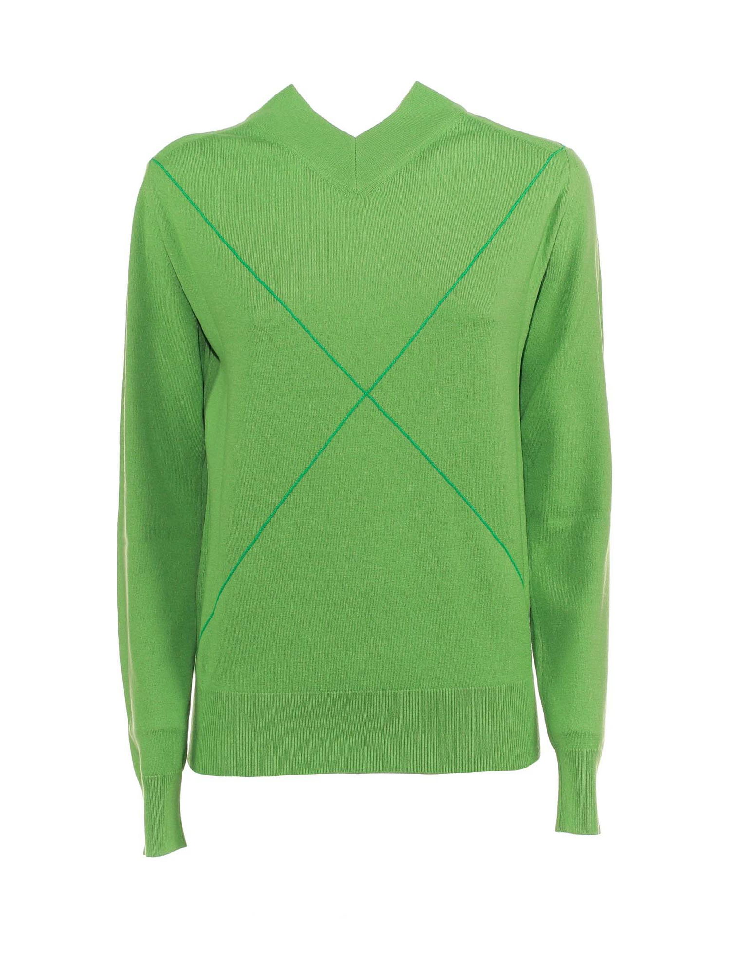 Sveter Bottega Veneta V-Neck Sweater Zelené | 699588V1Z103232, 0