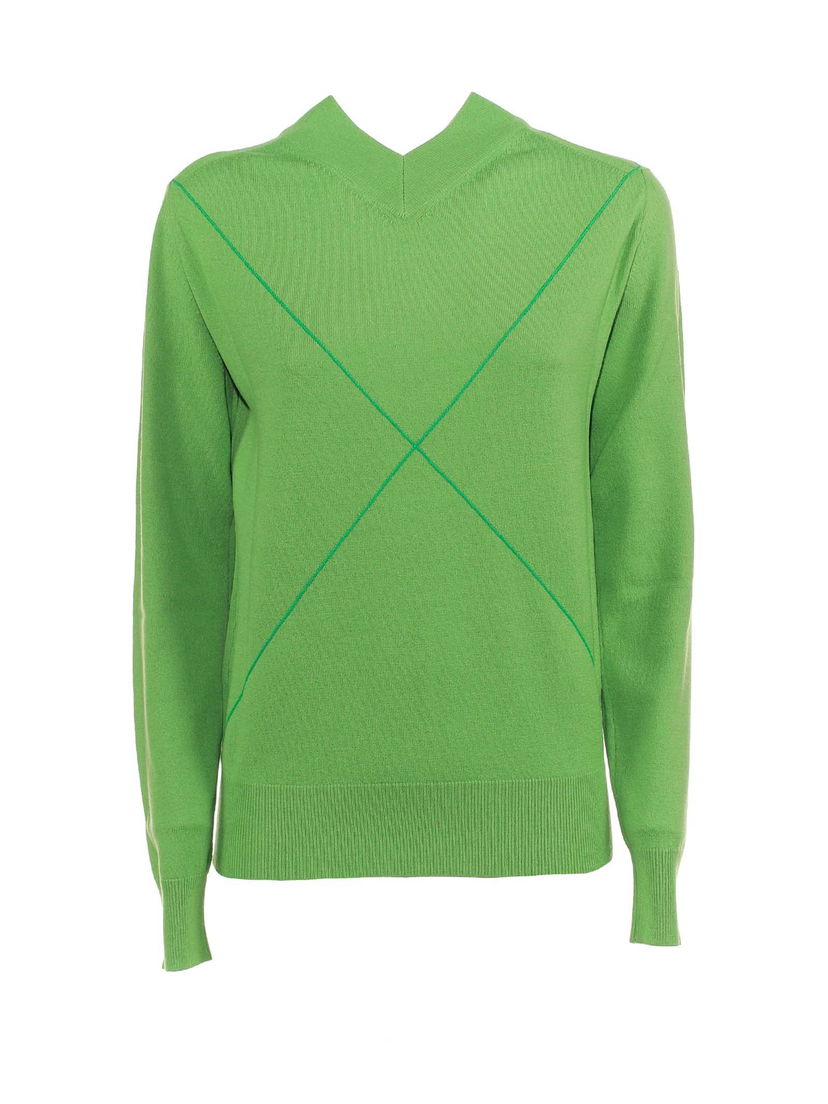 Sveter Bottega Veneta V-Neck Sweater Zelené | 699588V1Z103232