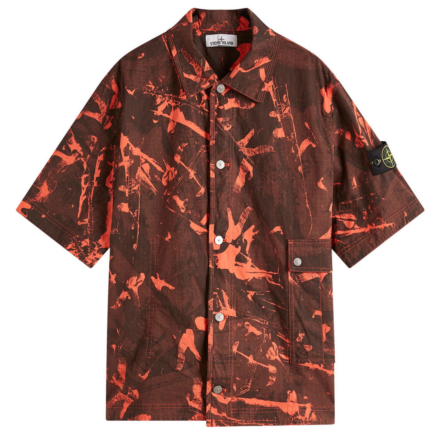 Košeľa Stone Island Stone Island Scan Camo Ripstop-OVD Short Sleeve Shirt, Size Large Oranžová | K1S151100012-V0029, 1