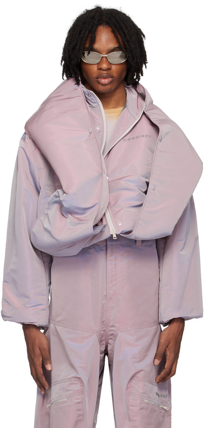 Prešívaná bunda Y/PROJECT Purple Snap Off Puffer Jacket Fialová | 103JA001, 0