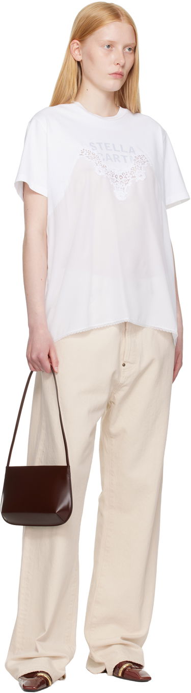Tričko Stella McCartney Stella McCartney Lace Jersey T-Shirt Biela | 6J04073SPZ99, 3