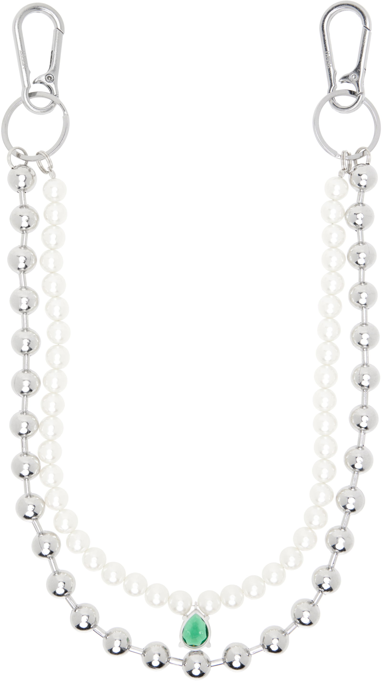 The Ball Pearl Chain With Green Stone