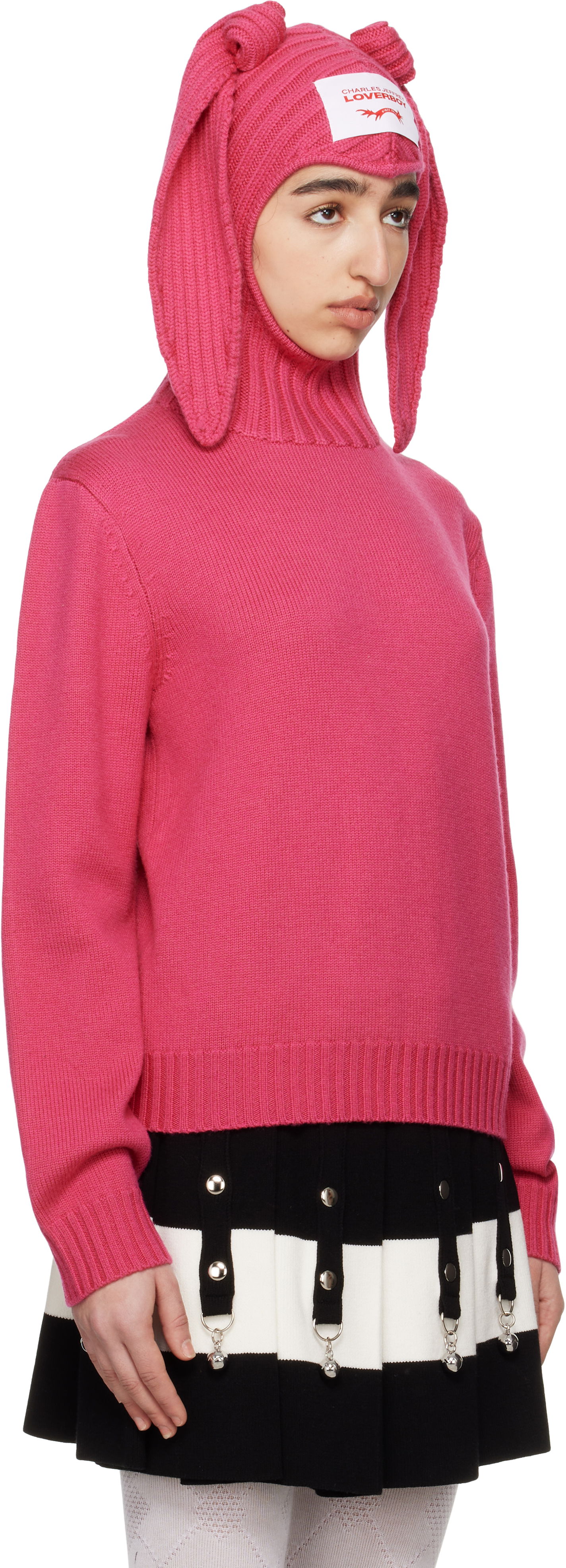 Sveter Charles Jeffrey Loverboy Charles Jeffrey LOVERBOY Merino Rabbit Balaclava Hoodie Ružová | 54090902, 1