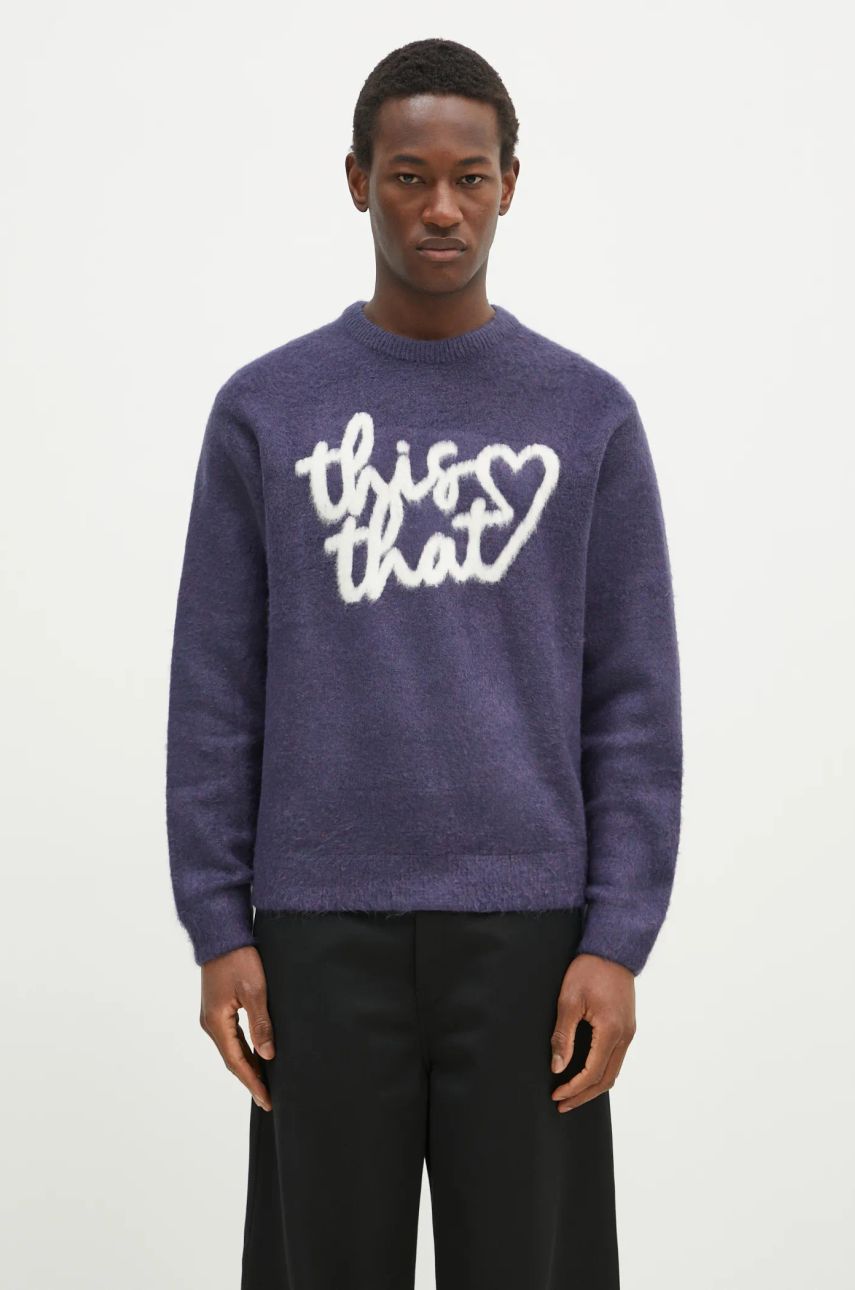 Sveter thisisneverthat thisisneverthat Heart Logo Knit Sweater Fialová | TN243KKNPK11, 0