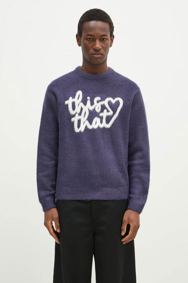 Sveter thisisneverthat thisisneverthat Heart Logo Knit Sweater Fialová | TN243KKNPK11, 0