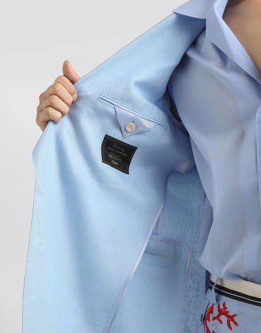 Bunda Dolce & Gabbana Dolce & Gabbana Sicilia Single-Breasted Linen Jacket Modrá | G2UR6TFU4JBB1581, 3