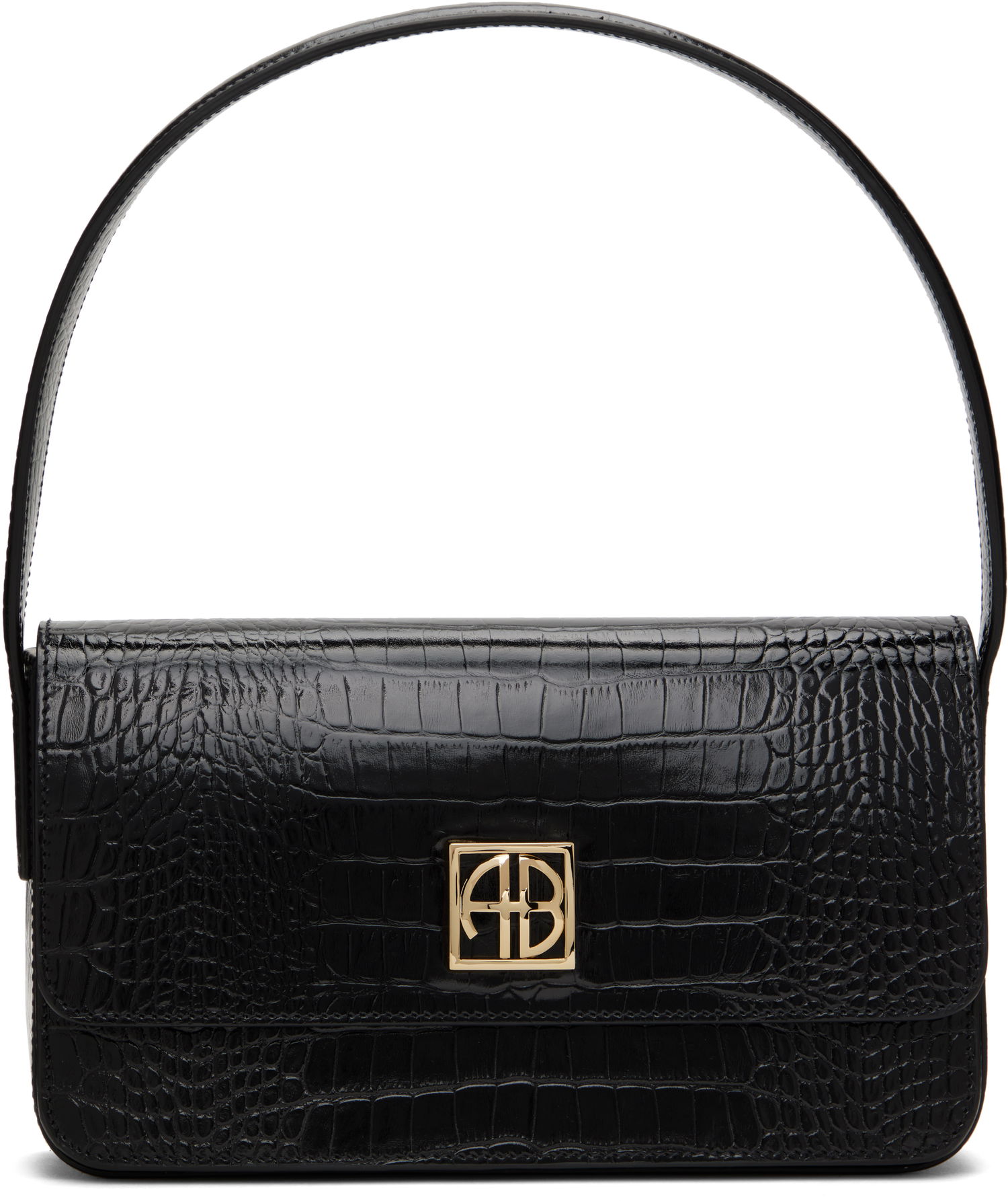 Kabelka Anine Bing Crocodile Embossed Leather Shoulder Bag Čierna | A-13-10232-010, 0